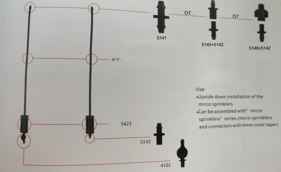 Aspergador agrícola de cuatro piezas de diseño invertido Material plástico de ingeniería