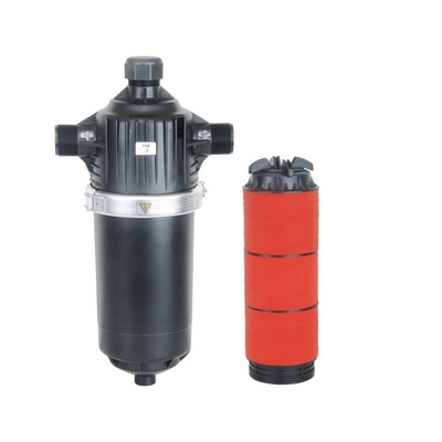 Imagen muestra unidad de filtro automático de disco tipo 2'/3' T para riego de granjas agrícolas